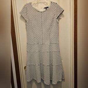 NWOT Sharagano Black and White A-Line Midi Dress - 16